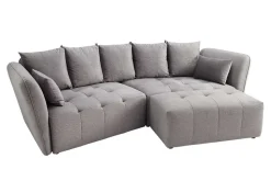 Moderner Hocker ROYAL 120cm grau Veloursstoff Federkern Sitzhocker