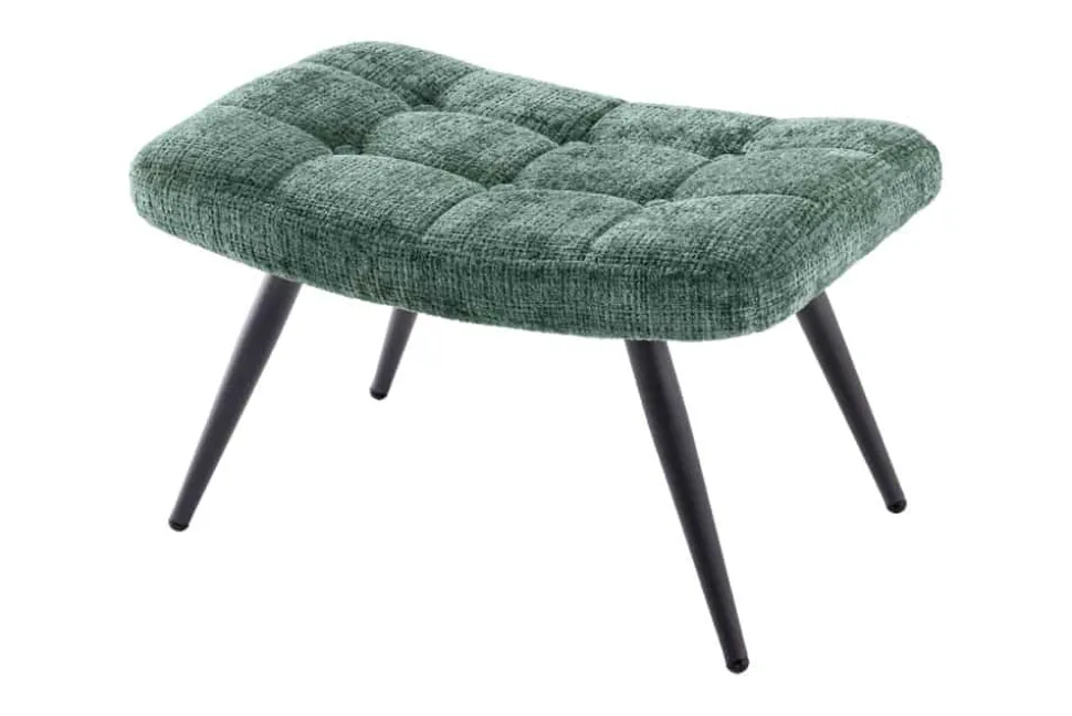 Moderner Hocker SCANDINAVIA grün Chenille Cremona Metallbeine Fußhocker