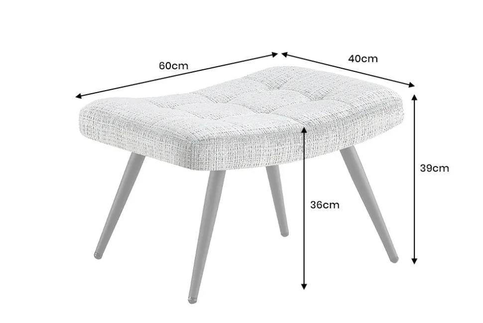Moderner Hocker SCANDINAVIA grün Chenille Cremona Metallbeine Fußhocker
