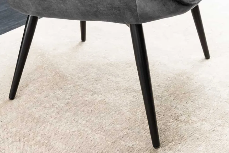 Moderner Sessel SCANDINAVIA grau Samt schwarze Metallbeine mit Armlehnen