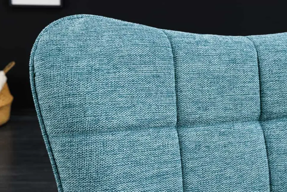 Moderner Sessel SCANDINAVIA blau Strukturstoff Massivholz-Beine mit Armlehnen