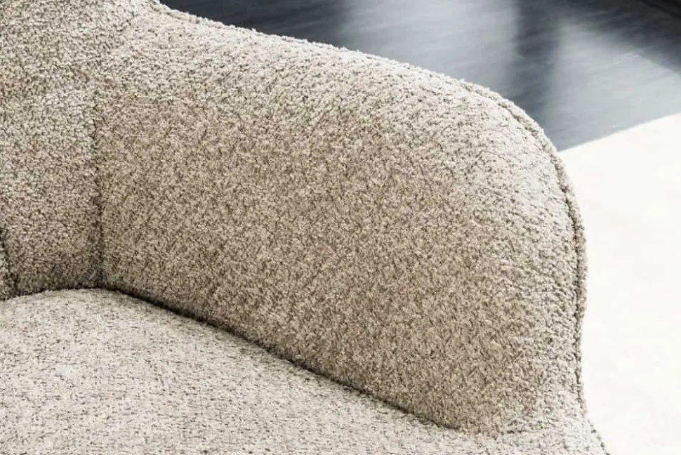 Moderner Sessel SCANDINAVIA champagner greige Bouclé mit Armlehnen