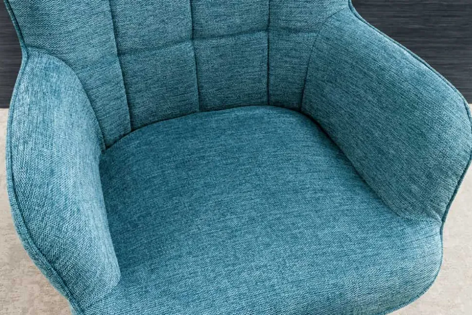 Moderner Sessel SCANDINAVIA blau Strukturstoff schwarz Metall mit Armlehne