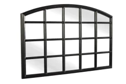 Moderner Wandspiegel PARIS 120cm schwarz Fensterspiegel Rundbogen-Design