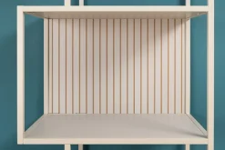 Modernes Bücherregal SLIM LINE 185cm champagner beige Metallgestell sechs Regalböden