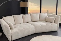 Modernes Big Sofa ROYAL 295cm champagner beige Bouclé Federkern XXL-Couch