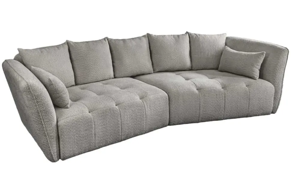 Modernes Big Sofa ROYAL 295cm grau Bouclé Federkern XXL-Couch inkl. Kissen