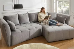 Modernes Big Sofa ROYAL 295cm grau Veloursstoff Federkern XXL-Couch
