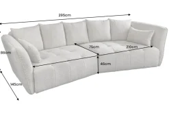 Modernes Big Sofa ROYAL 295cm greige Veloursstoff Federkern XXL-Couch