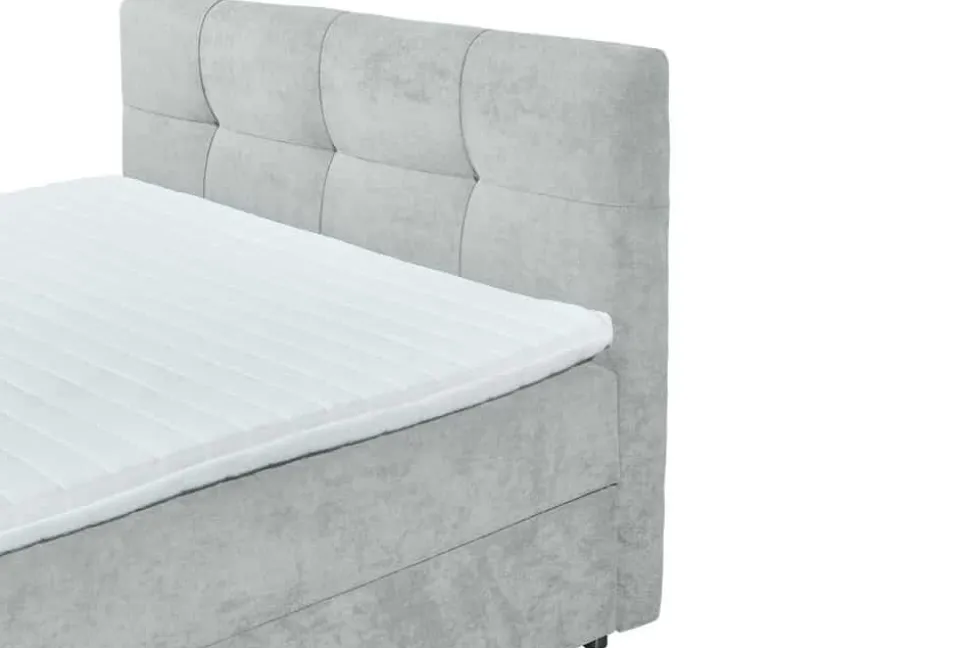 Modernes Boxspringbett TOULOUSE 160x200cm silbergrau inkl. Matratze Topper Stauraum