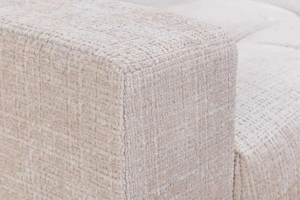 Modernes Ecksofa KENT 220cm champagner beige Chenille Cremona Federkern Wohnlandschaft mit Hocker