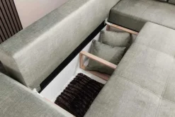 Modernes Ecksofa NORWAY 250cm taupe Vogue Velours Samt Schlafsofa mit Stauraum