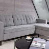 Modernes Ecksofa STOCKHOLM 220cm grau Cordstoff Federkern 3-Sitzer-Sofa