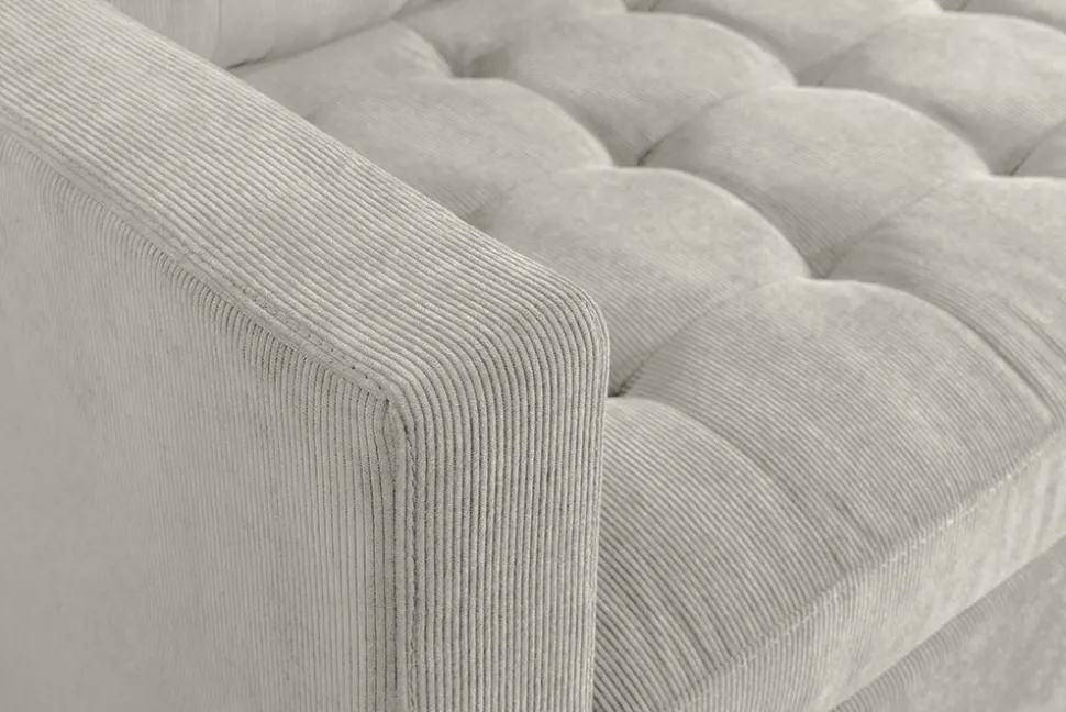 Modernes Ecksofa STOCKHOLM 220cm hellgrau Cordstoff Federkern 3-Sitzer-Sofa