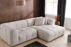Modernes Ecksofa ZERO GRAVITY 240cm graphit beige Strukturstoff 3-Sitzer Couch