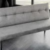 Moderne Sitzbank BIG GEORGE 160cm grau Samt Strukturstoff Taschenfederkern Metall