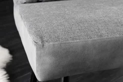 Moderne Sitzbank BIG GEORGE 160cm grau Samt Strukturstoff Taschenfederkern Metall