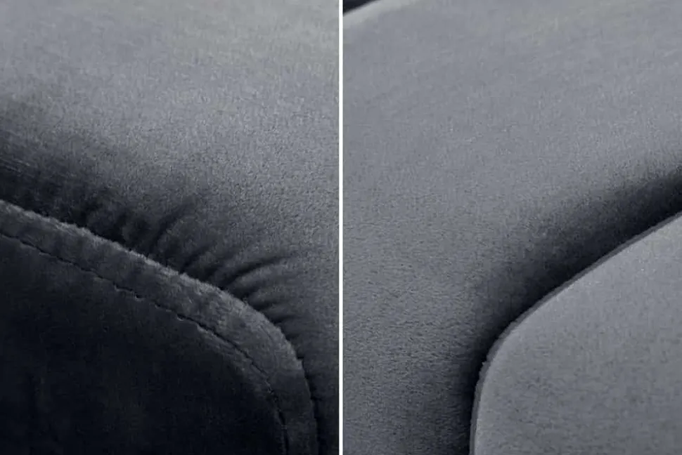 Moderne Sitzbank PETIT BEAUTÉ 110cm silbergrau Samt schwarzes Gestell