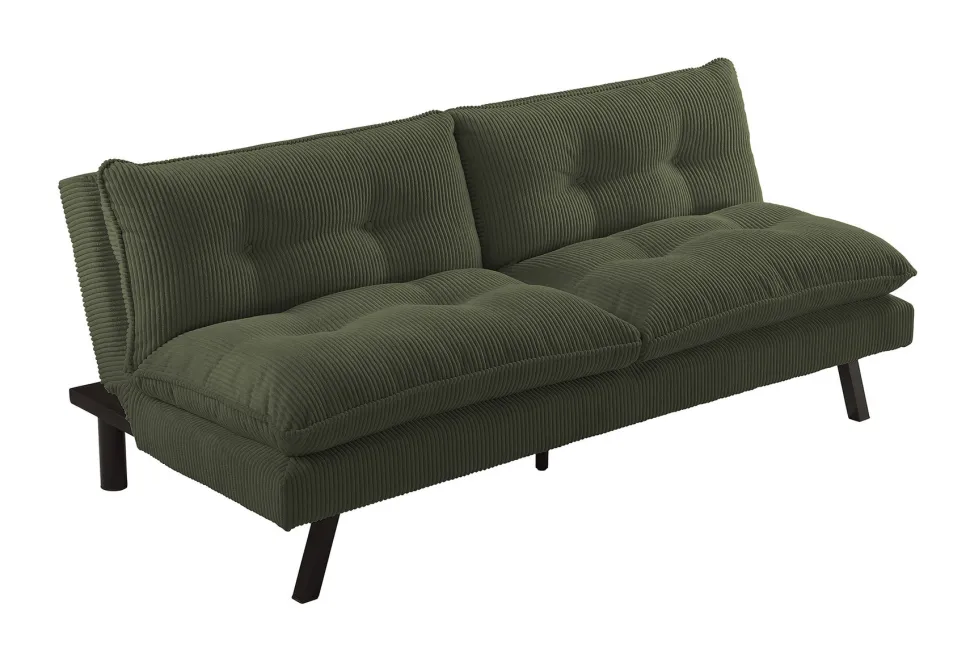 Modernes Schlafsofa COCOONING 190cm grün Cord 3-Sitzer Couch