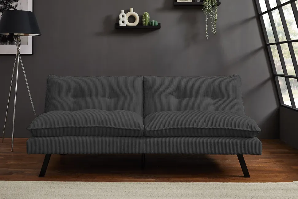 Modernes Schlafsofa COCOONING 190cm grau Cord 3-Sitzer Couch