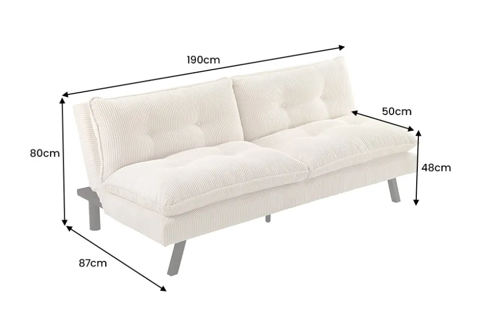 Modernes Schlafsofa COCOONING 190cm beige Chenillestoff 3-Sitzer Couch