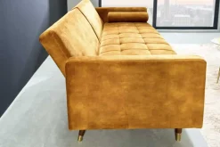 Modernes Schlafsofa COUTURE 200cm senfgelb Microvelours 3-Sitzer Couch mit Schlaffunktion