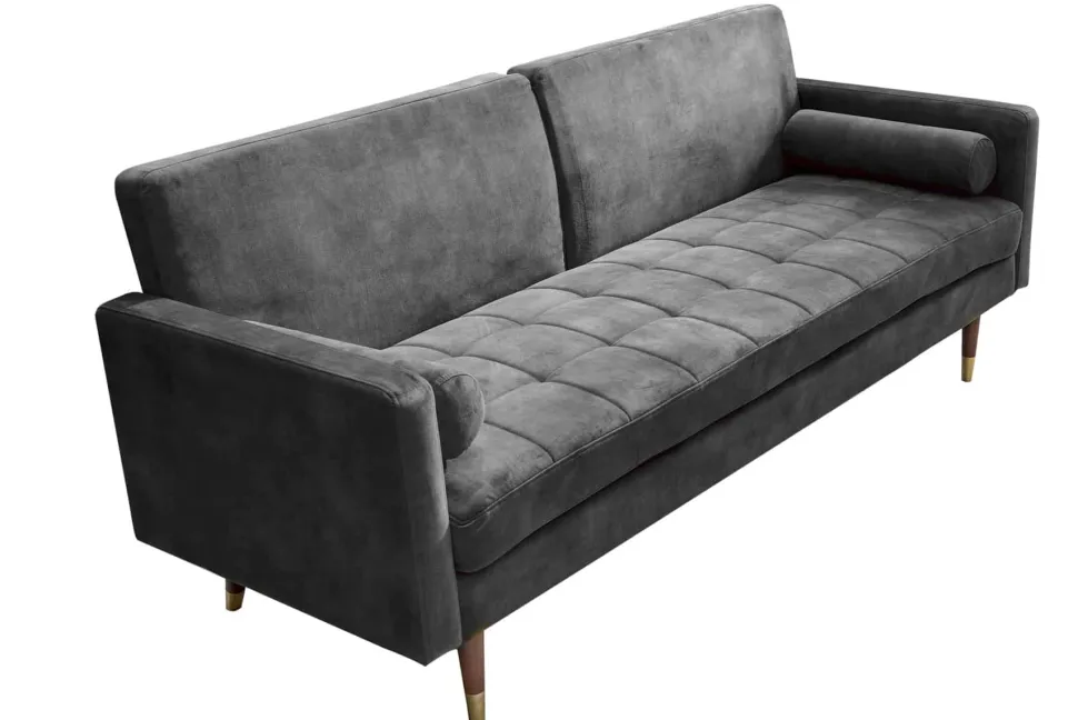Modernes Schlafsofa COUTURE 200cm grau Microvelours 3-Sitzer Couch mit Schlaffunktion