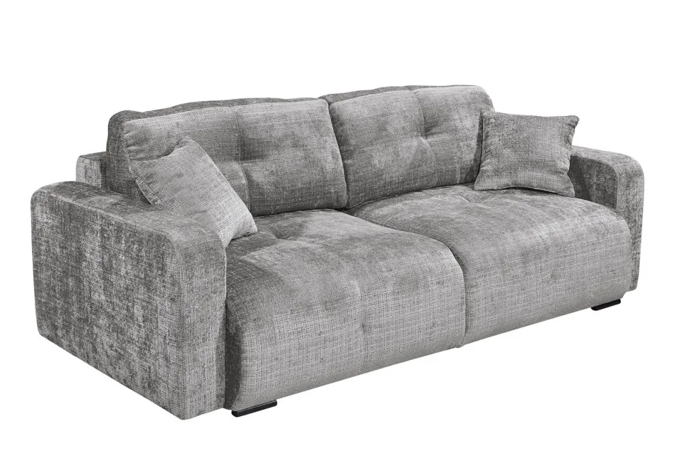 Modernes Schlafsofa DIAMOND 235cm silbergrau Chenille Cremona mit Stauraum 3-Sitzer