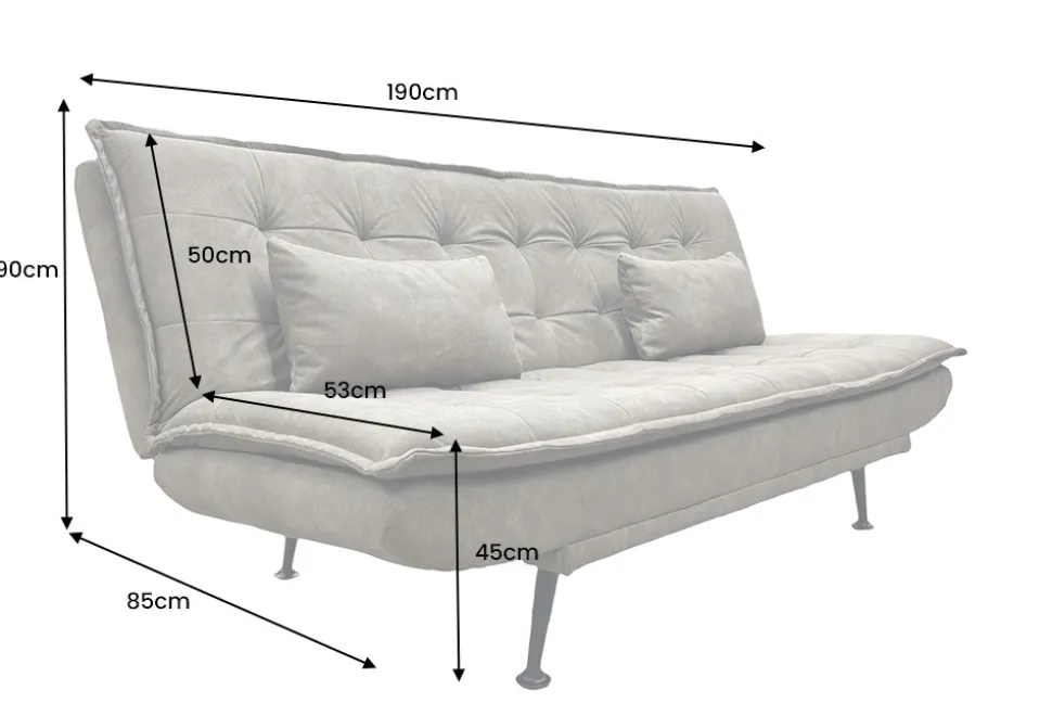 Modernes Schlafsofa JAZZ 190cm antik taupe Microfaser 3-Sitzer Couch