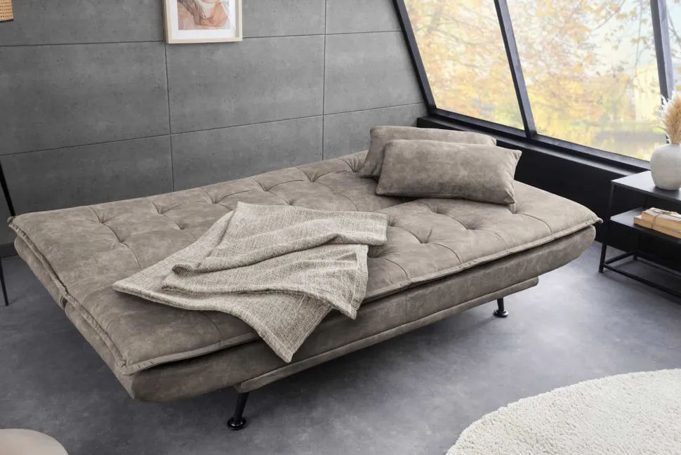 Modernes Schlafsofa JAZZ 190cm antik taupe Microfaser 3-Sitzer Couch