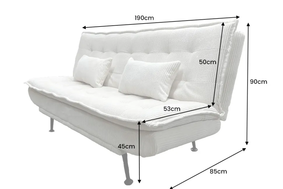 Modernes Schlafsofa JAZZ 190cm beige Cord 3-Sitzer Couch