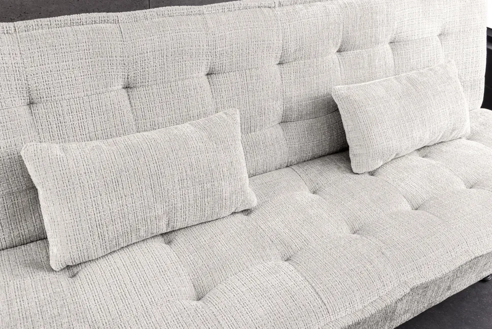 Modernes Schlafsofa JAZZ 190cm champagner beige Chenille 3-Sitzer Couch