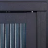 Modernes Sideboard AMSTERDAM 105cm schwarz gold Riffelglas Metall Vitrine Schrank