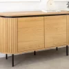 Modernes Sideboard ATELIER 120cm natur Eiche schwarz Metall vier Fächer