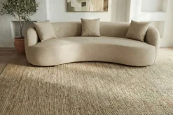 Modernes Sofa ATELIER 230cm beige Samt 3-Sitzer Couch inkl. Kissen