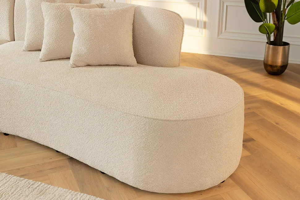 Modernes Sofa ATELIER L 330cm beige Bouclé XXL-Couch Nosagfederung inkl. Kissen