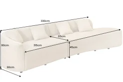 Modernes Sofa ATELIER L 330cm beige Bouclé XXL-Couch Nosagfederung inkl. Kissen