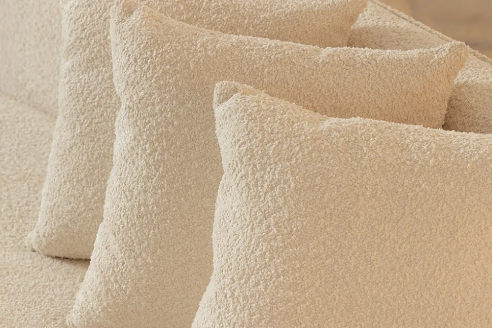 Modernes Sofa ATELIER L 330cm beige Bouclé XXL-Couch Nosagfederung inkl. Kissen