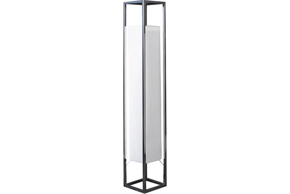 Moderne Stehlampe AGAPUNE 120cm weiß silber mit Papierschirm und Edelstahlgestell