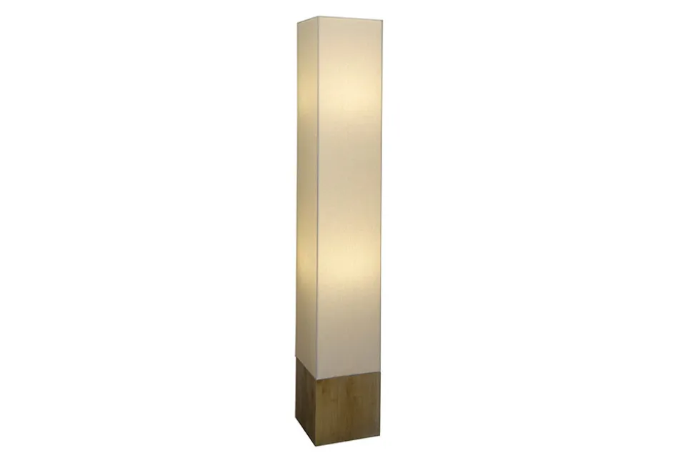 Moderne Stehlampe AGAPUNE 120cm weiß hellbraun Bambusfuß Stoffschirm