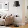 Moderne Stehlampe Beistelltisch SERVANT 175cm schwarz Metall rund