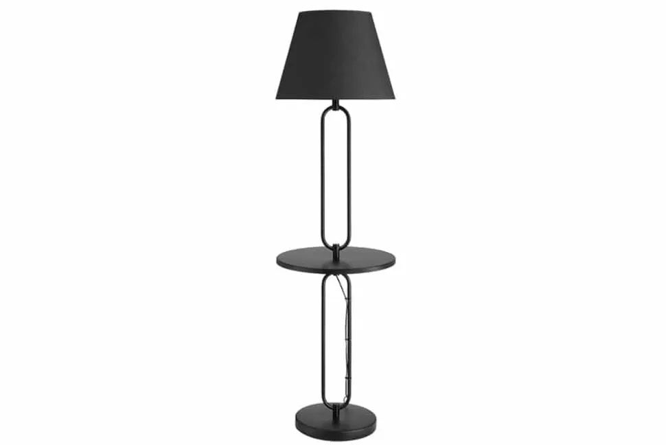 Moderne Stehlampe Beistelltisch SERVANT 175cm schwarz Metall rund