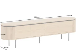 Modernes TV-Board ATELIER 200cm natur Eiche schwarz Metall Lowboard