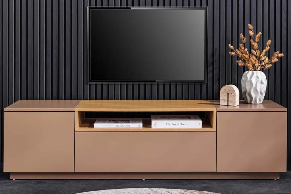 Modernes TV-Board LOFT 160cm natur grau beige greige drei Fächer Schublade