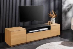 Modernes TV-Board LOFT 160cm natur schwarz drei Fächer mit Schublade