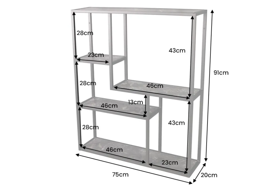 Modernes Wandregal SLIM LINE 90cm graphit Metall hängend