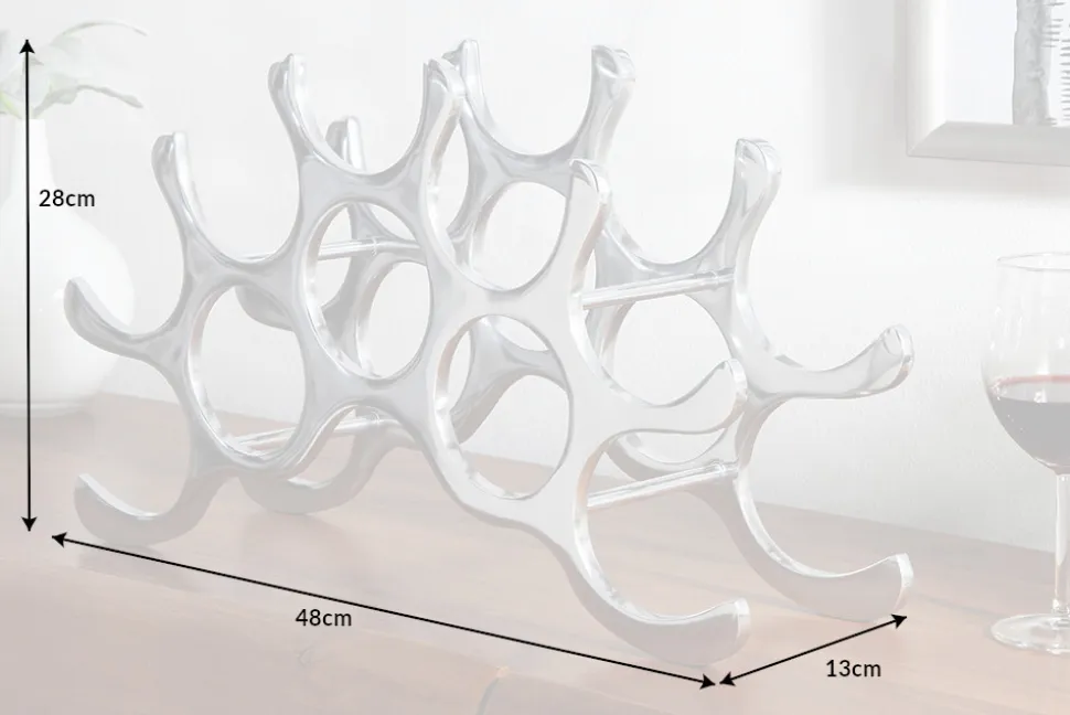 Modernes Weinregal FLAME 48cm silber für 10 Flaschen Flaschenhalter