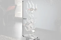 Modernes Weinregal FLAME 93cm silber für 9 Flaschen Flaschenhalter