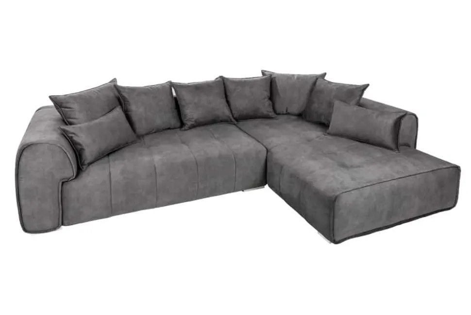 Modernes XXL Ecksofa CLAN 320cm anthrazit Samt Bigsofa inkl. Kissen