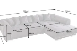 Modernes XXL Ecksofa DECADENCIA 320cm dunkelgrau Samt Bigsofa inkl. Kissen
